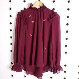 Ted Baker sugar Plum Embellished Blouse Top Size 2